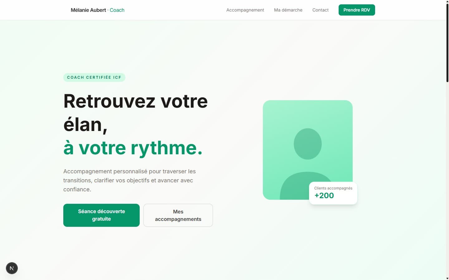 Aperçu du site Mélanie Aubert, coach