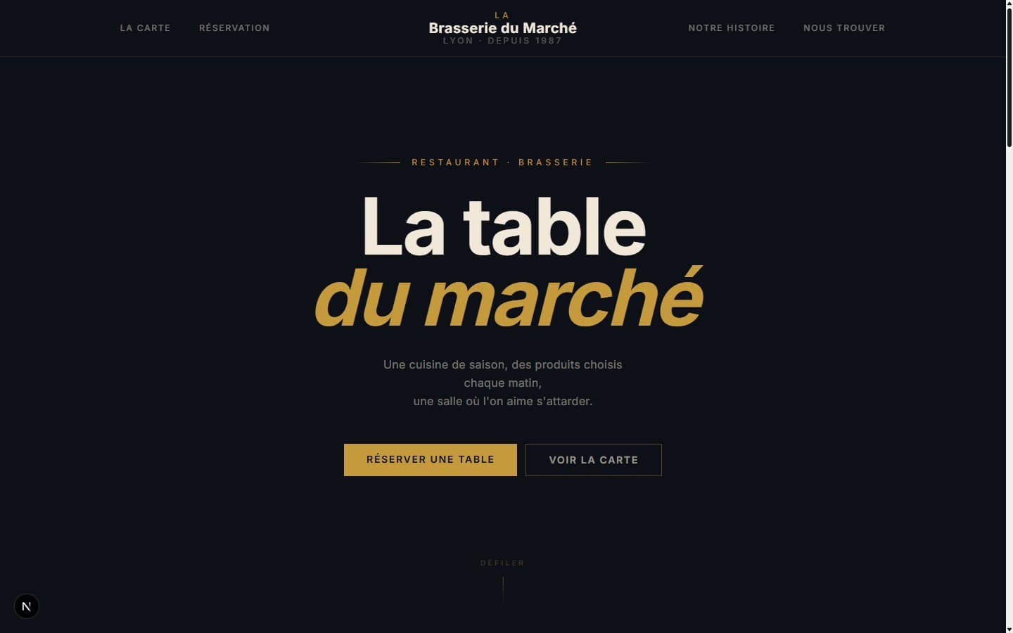 Aperçu du site Brasserie du Marché
